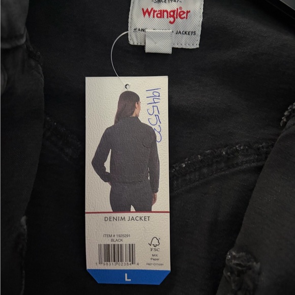 ❤️Wrangler Black Denim Jacket New Size L - Picture 4 of 9